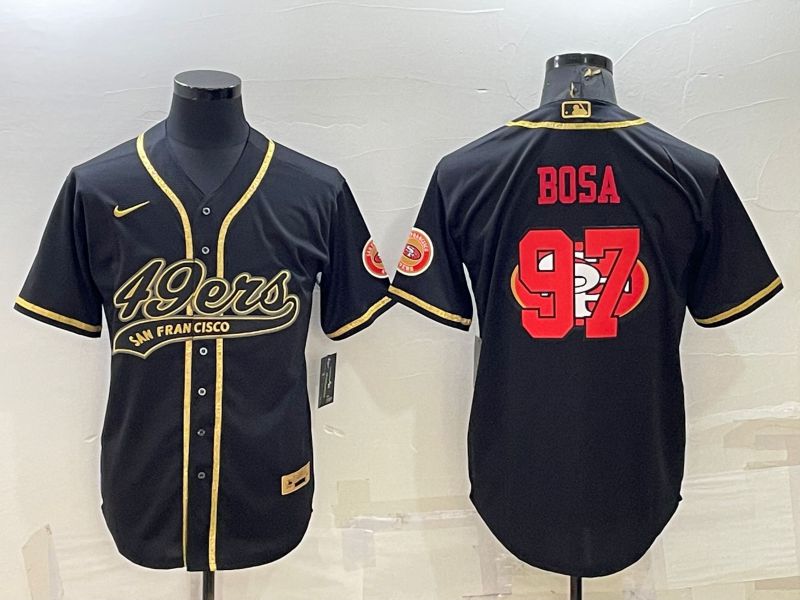 Men San Francisco 49ers #97 Bosa Black Gold 2022 Nike Co branded NFL Jersey